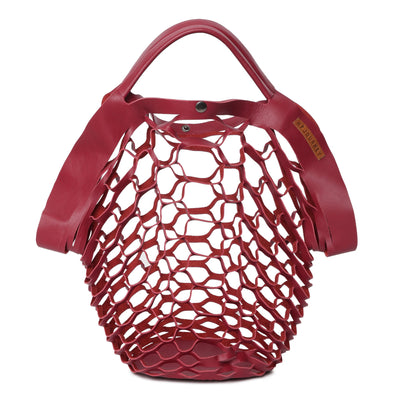 RED color leather bag