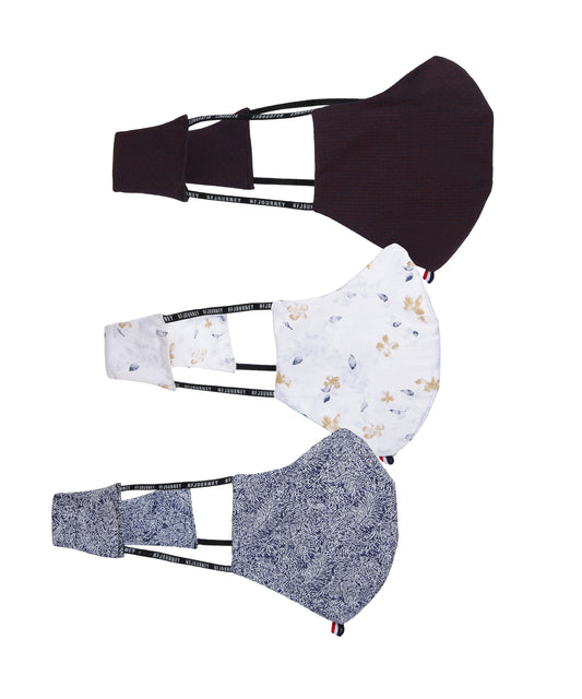 Hook & Loop' Facemask -Aster Blue, Occur, Aubergene ( V B2 U2 E2 ) (Pack of 3)